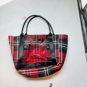 Victoria’s Secret red and black plaid with embellishment tote bag